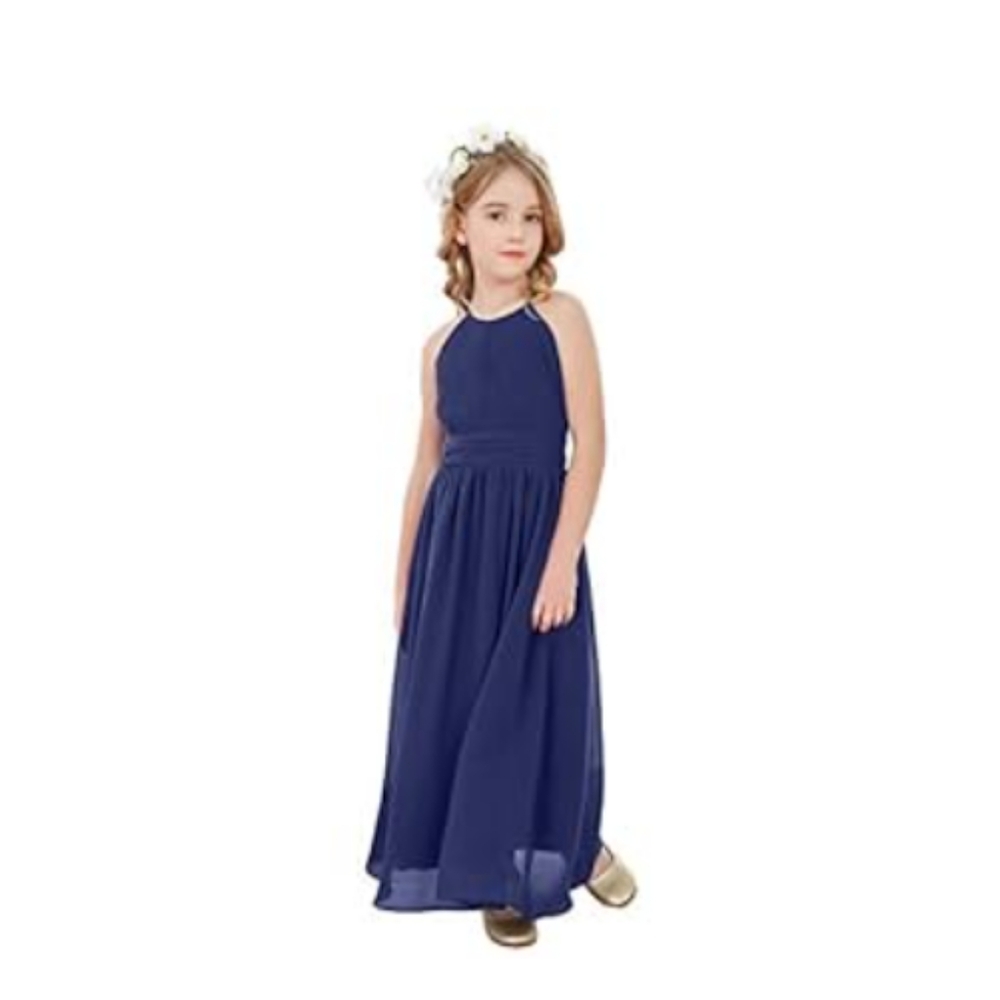 Deep Navy Blue Sleeveless Sundress with Ruched Bodice for Wedding Guest size 10